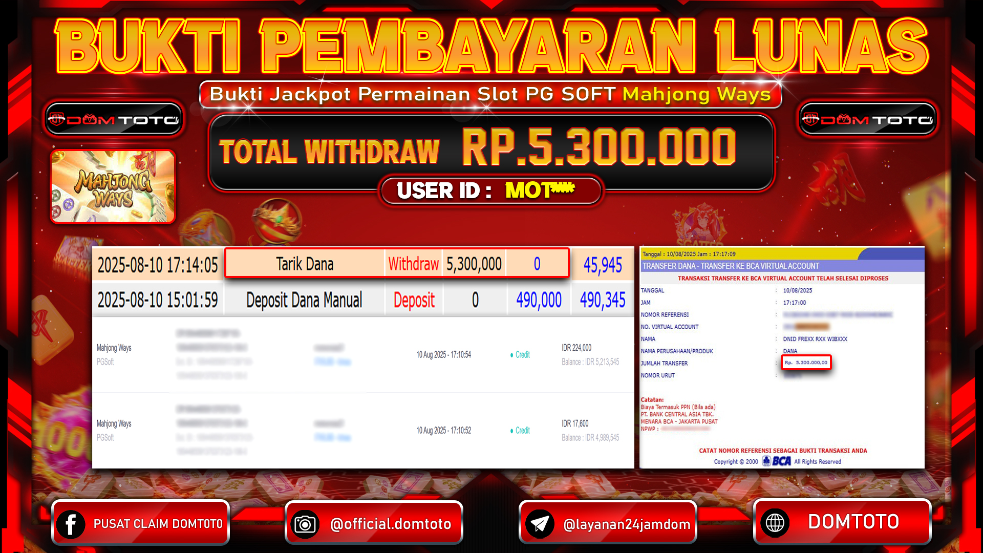 JACKPOT SLOT MAHJONG WAYS 10 AGUSTUS  2025